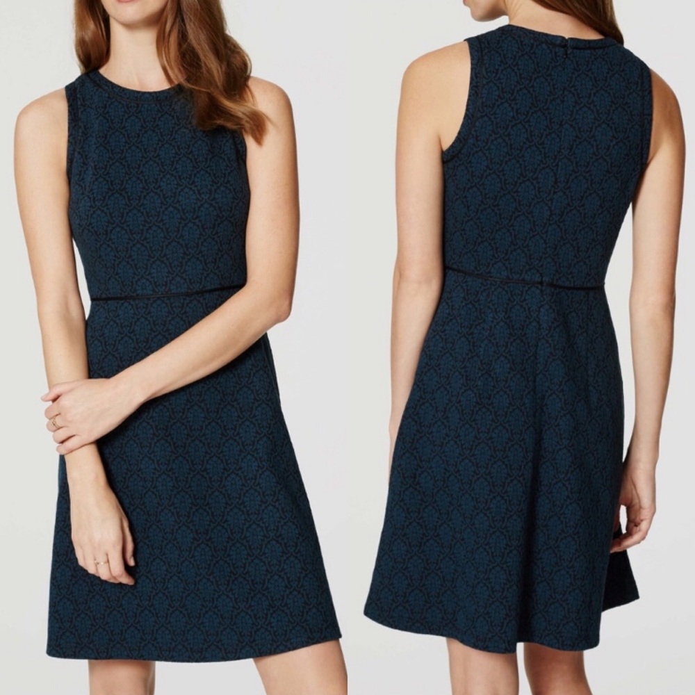 NWT LOFT Filigree Jacquard Flare Dress Size 6